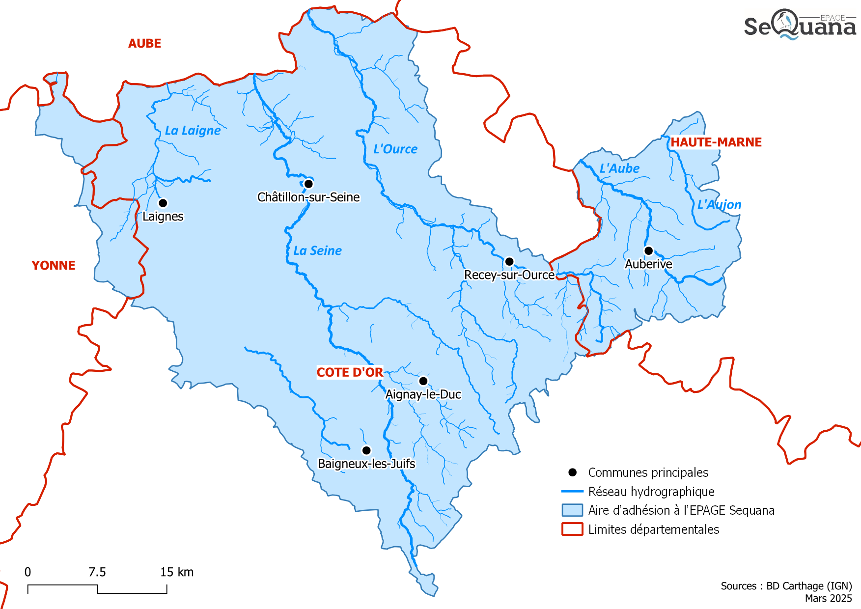 Périmètre d'adhésion à l'EPAGE Sequana