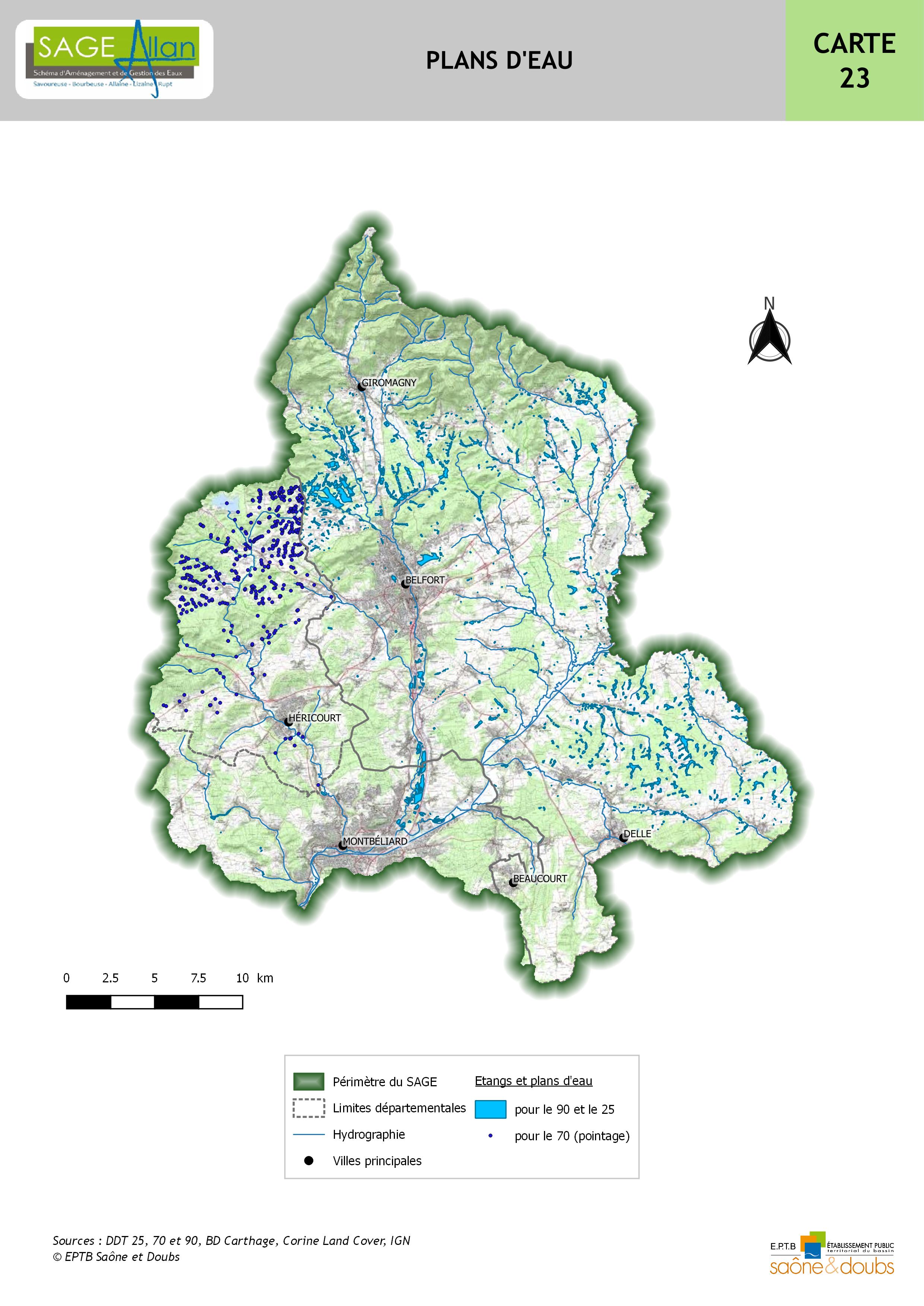 Plans d'eau dans le périmètre du SAGE Allan