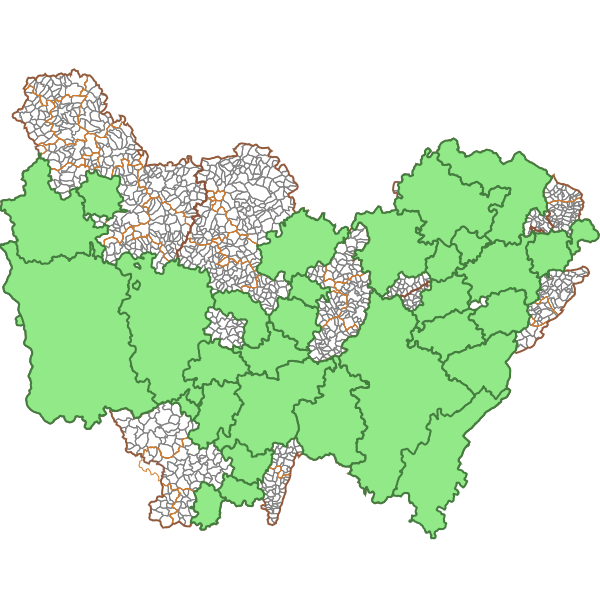 Périmètres des territoires lauréats TEPcv en région Bourgogne-Franche-Comté