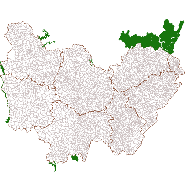 Zones Naturelles d'Intérêt Ecologique Faunistique et Floristique de type 2 interrégionales avec la Bourgogne-Franche-Comté