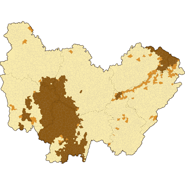 Potentiel radon des formations géologiques par commune en Bourgogne-Franche-Comté