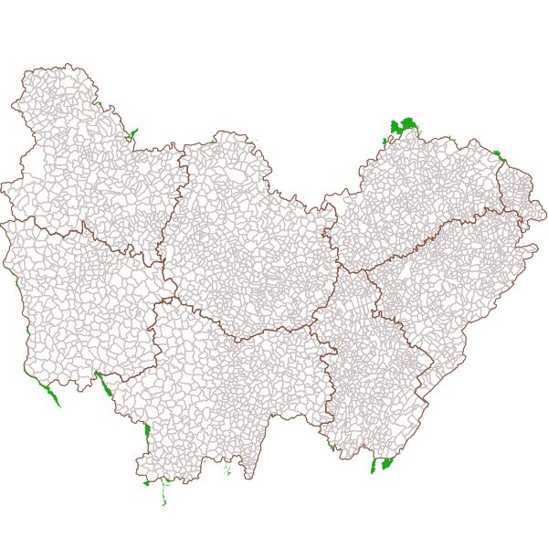 Zones Naturelles d'Intérêt Ecologique Faunistique et Floristique de type 1 interrégionales avec la Bourgogne-Franche-Comté